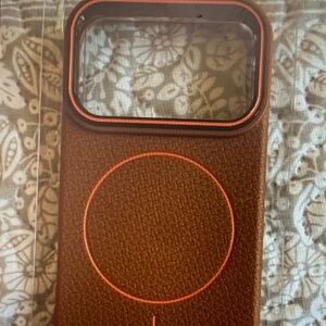 Premium Brown Phone Case with Orange Highlights